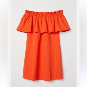 NWT $29.99USD) H&M Orange Off-Shoulder Mini Dress